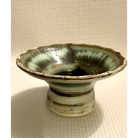 Vintage pottery ikebana vase Signed Oriental Japandi Minimalist - Picture 8 of 9